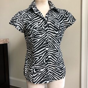 Michael Kors Zebra Print Button Down Career Shirt